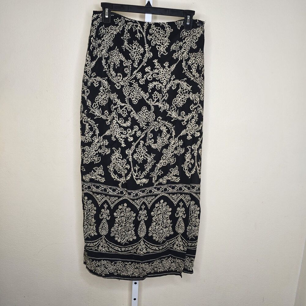 Vintage L' Amadei By D.P. Altomonte Black Beige Floral Wrap Skirt Size 12 Canada